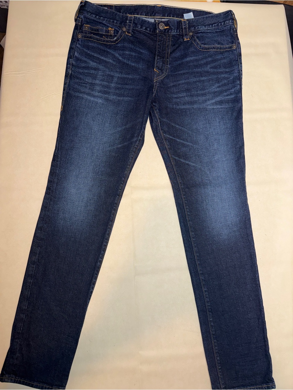 True Religion Rocco Slim Straight Jeans in Dark Blue Denim